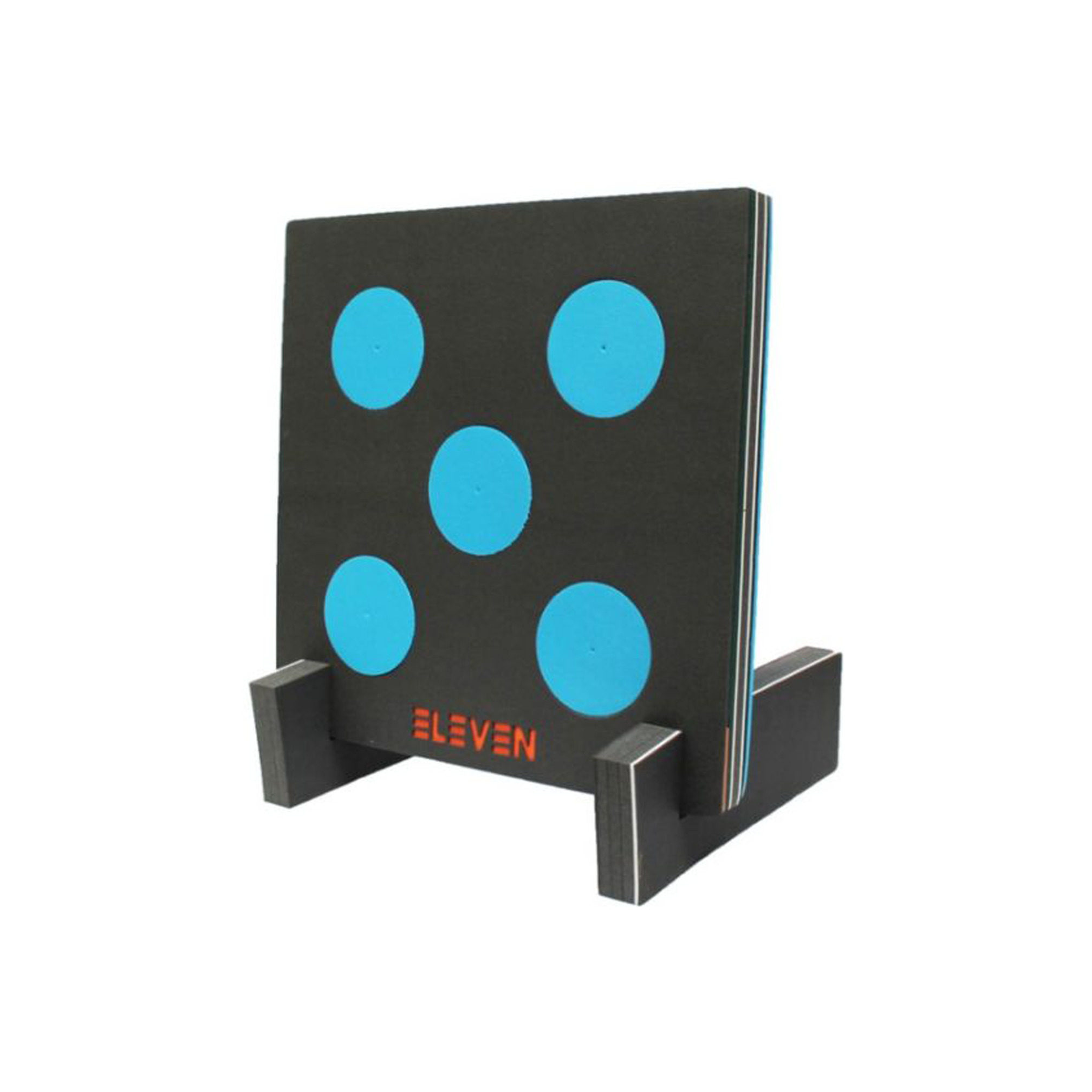 Shoot out target with 5 blue target circles