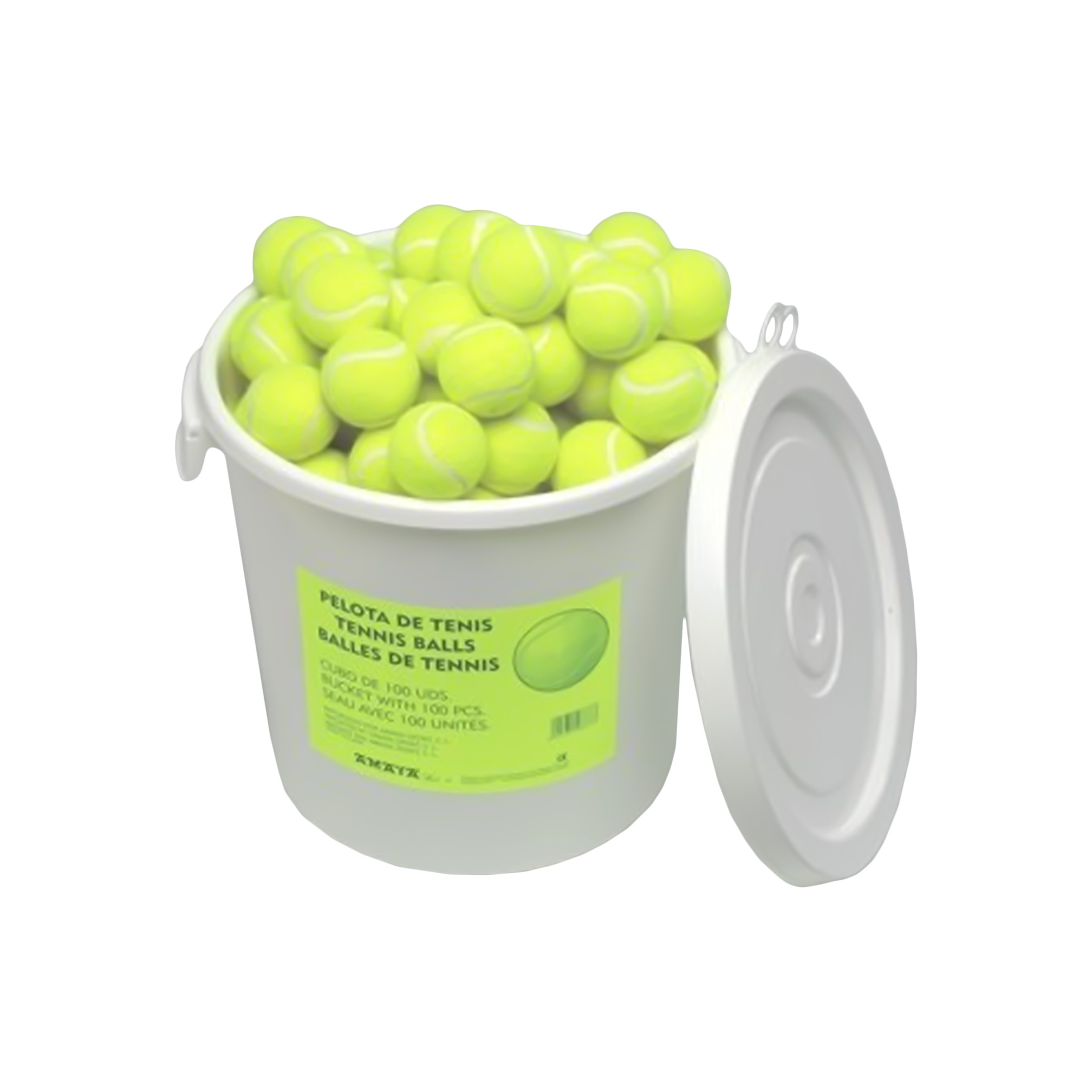 Eimer mit 100 Tennisbällen
