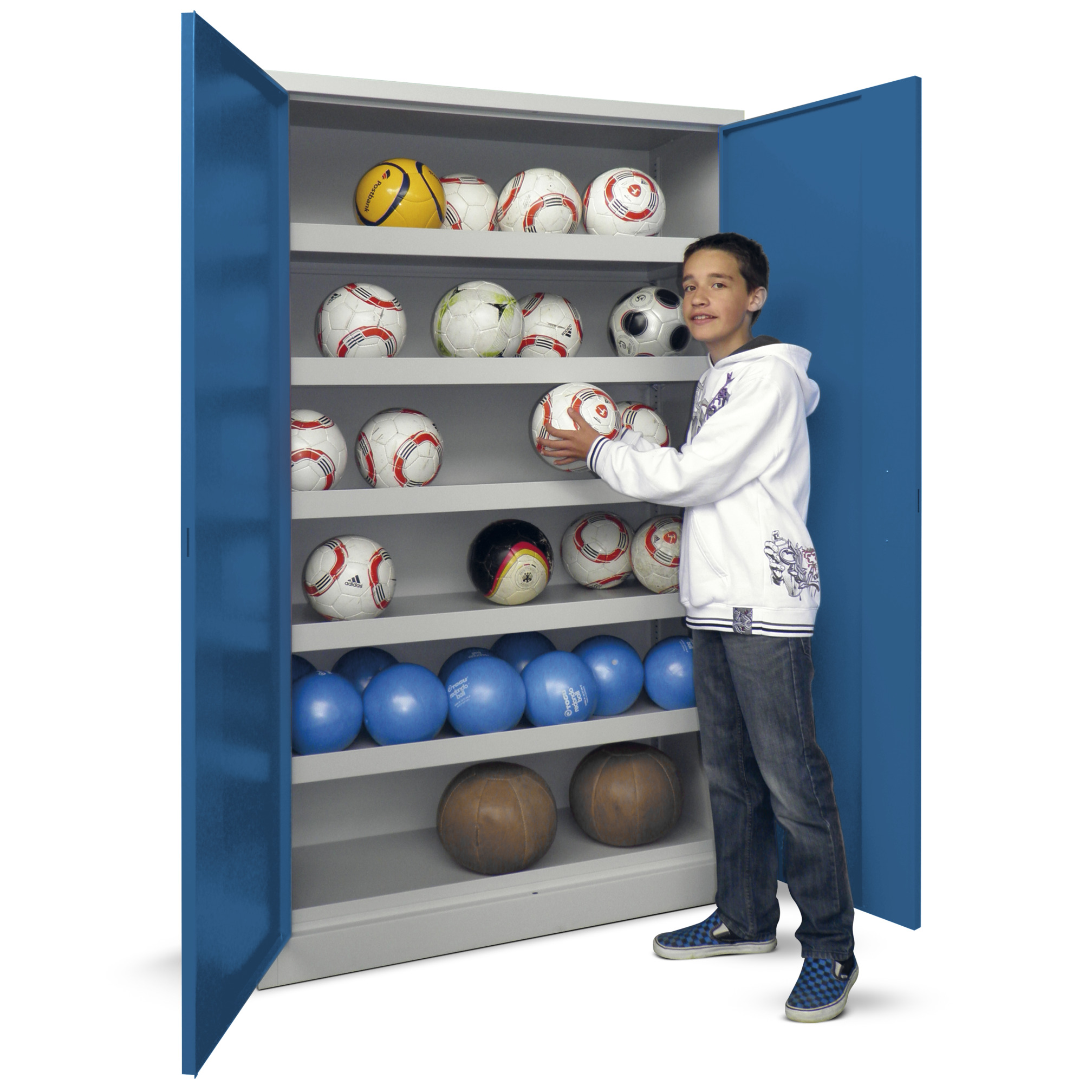 Ballschrank Typ 3 mit Vollblech Flügeltüren, Mittel