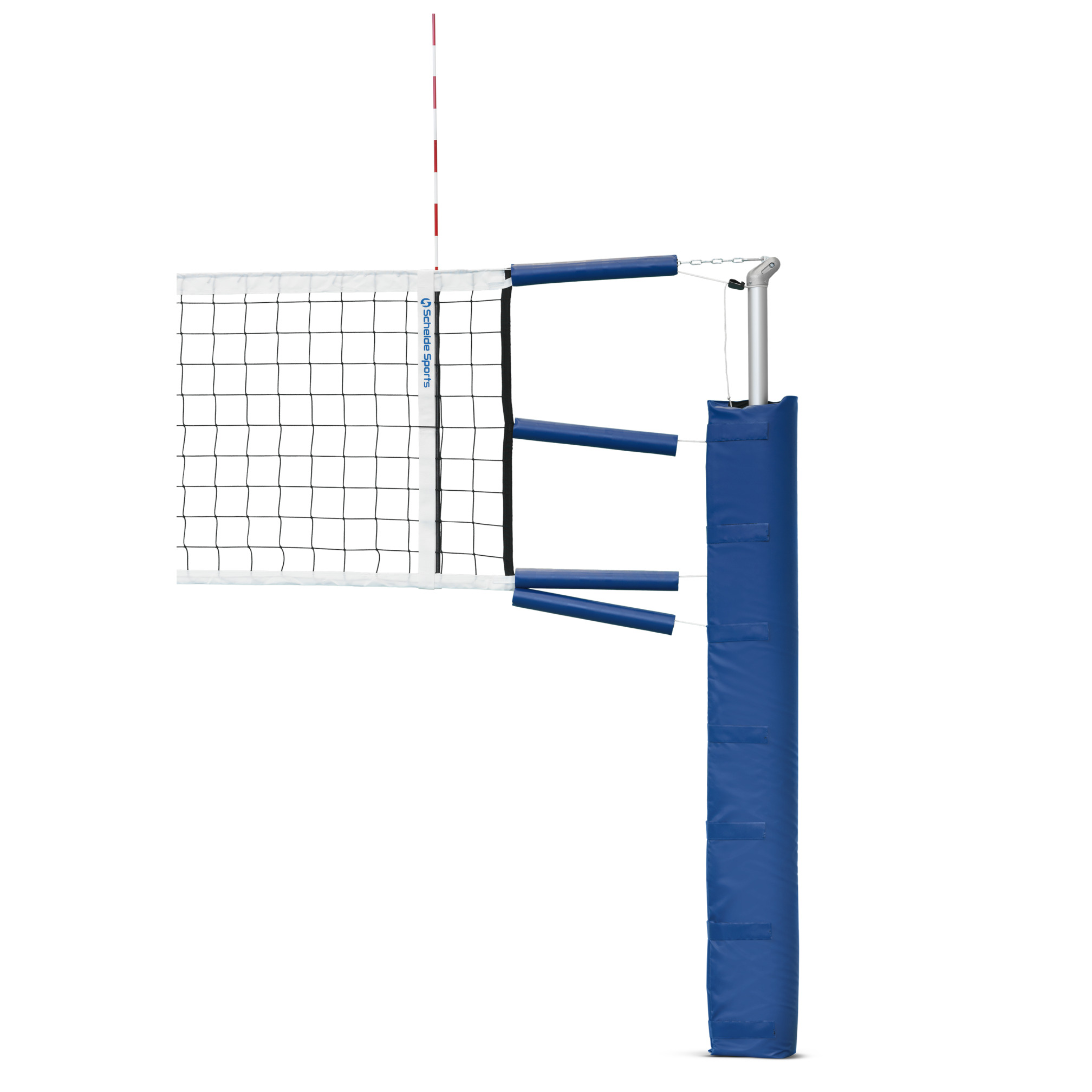 Telescopische volleybalpaal met nethaken