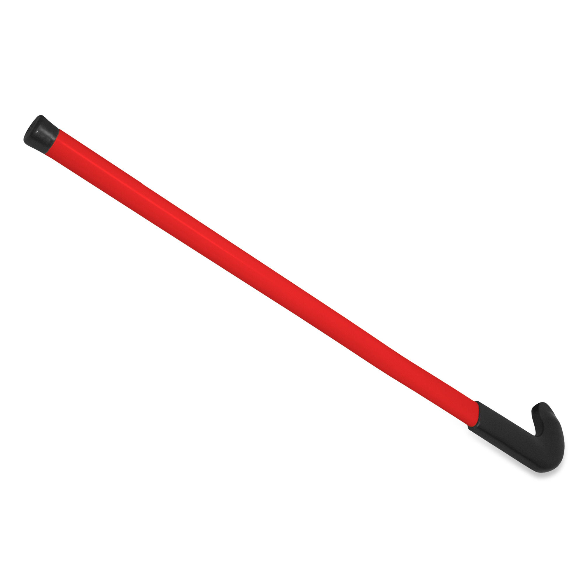 Plastic hockey stick with flat and convex side, red