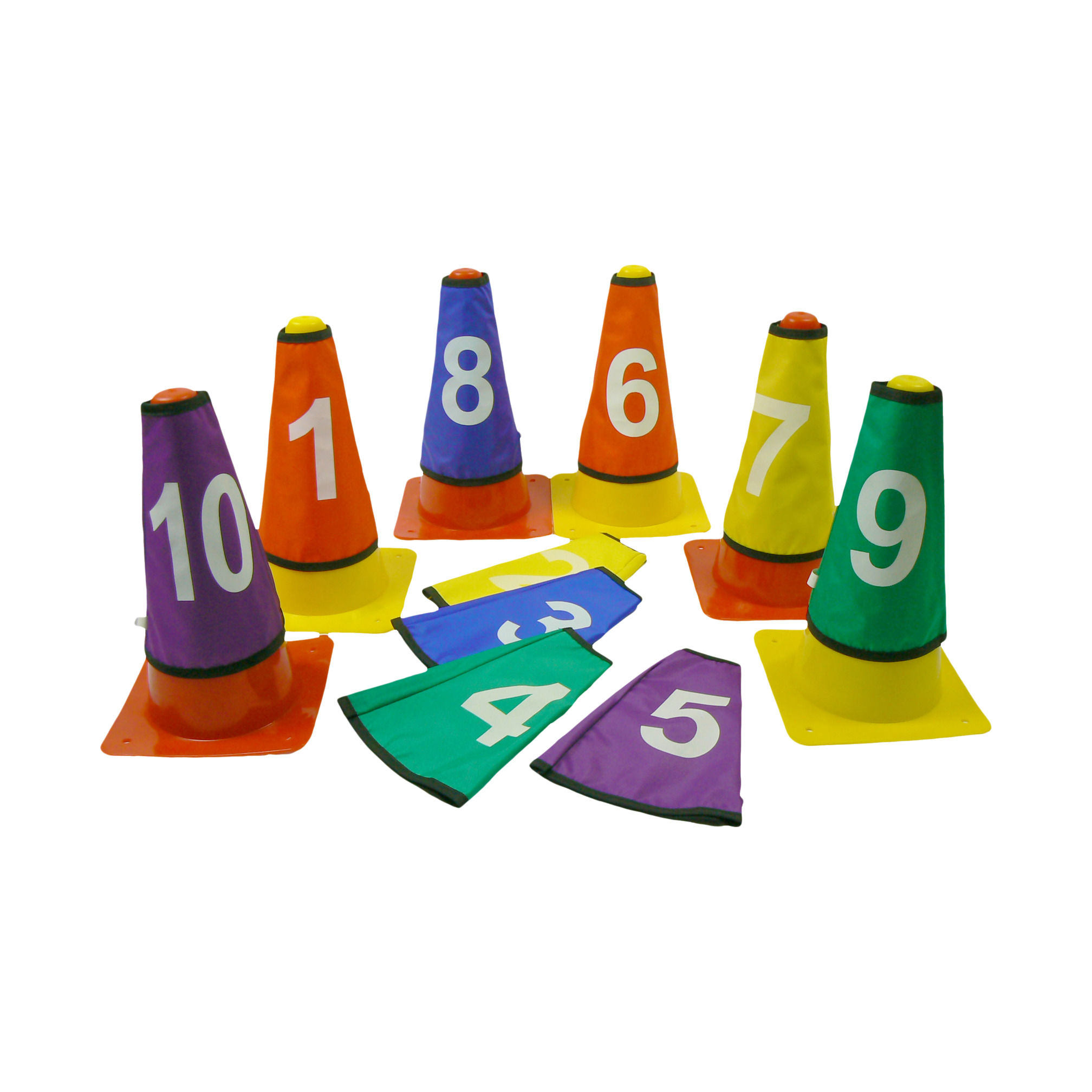 Set of Covers with Numbers 1 to 10 for Cones