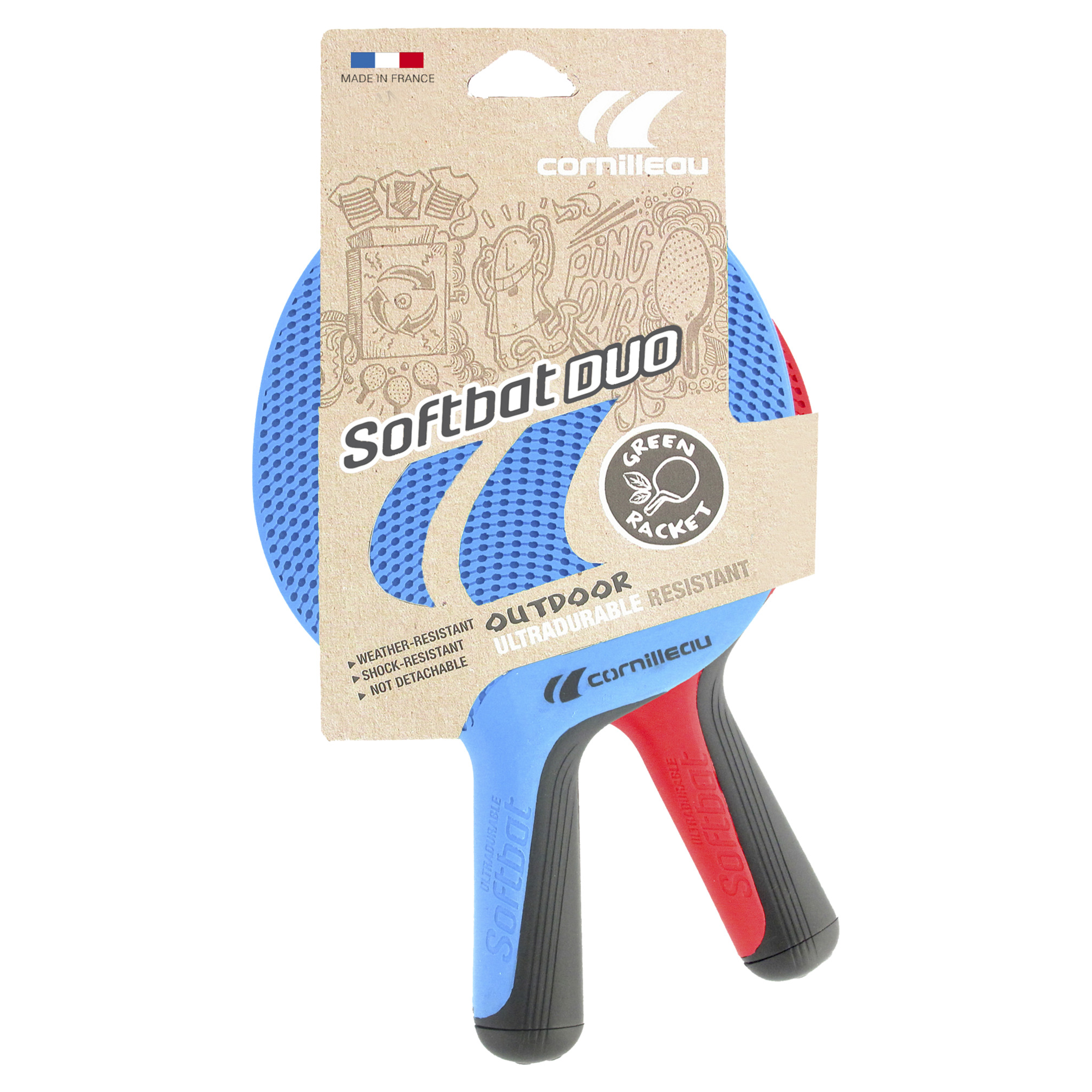 Cornilleau Tischtennisschläger Softbat, Outdoor, Doppelpack