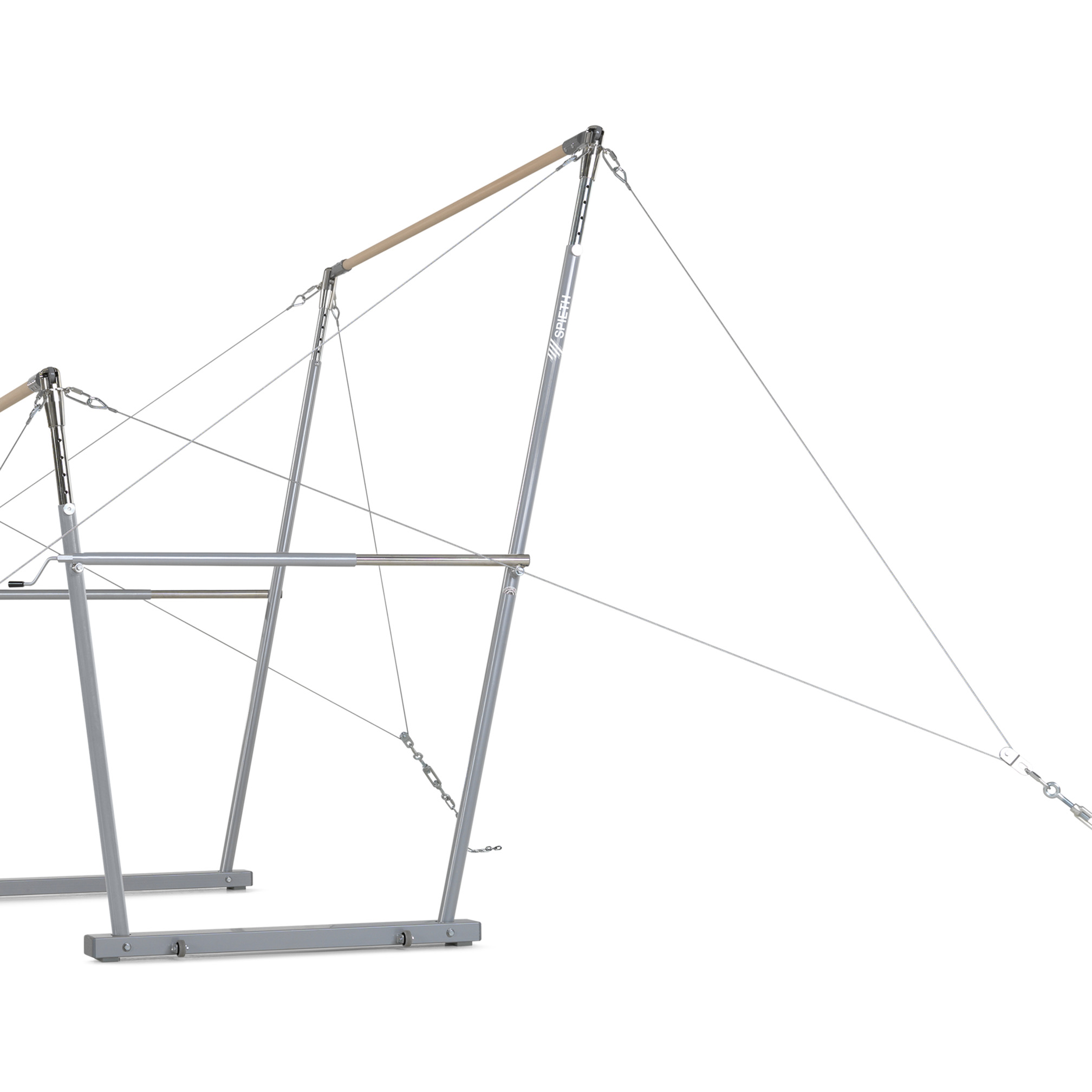 Separately available short tensioning for the competition uneven bars