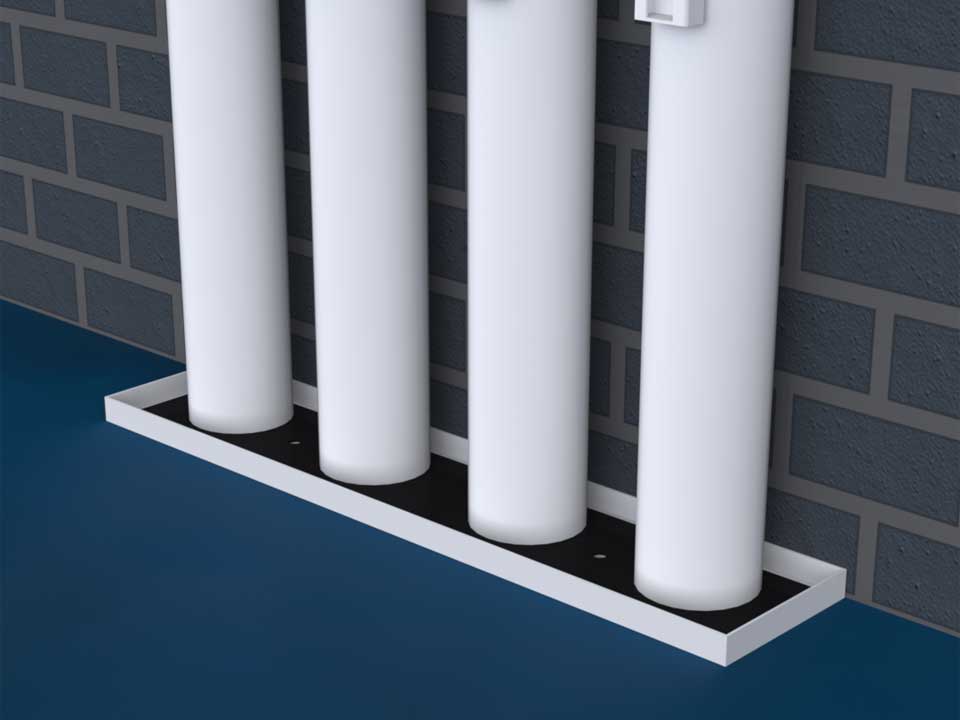 Verticale muurbeugels voor 4 palen
