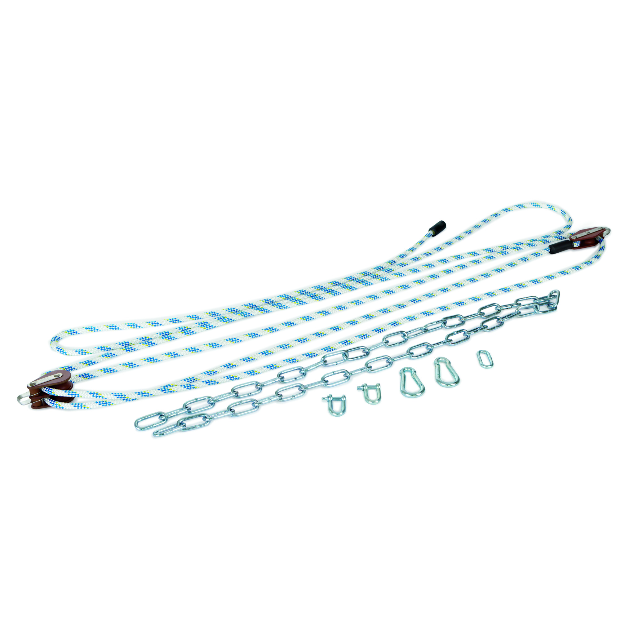 Rope/pulley tightening system complete with ø 8mm rope