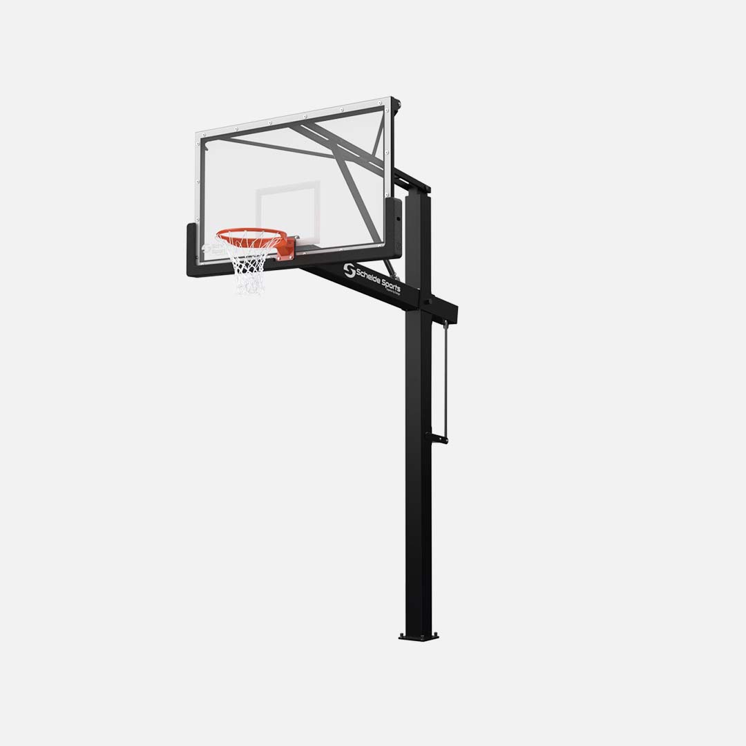 Urban Court Slammer Flex outdoor basketball post. Background: grey Urban Court Slammer Flex outdoor basketball post. Background: grey