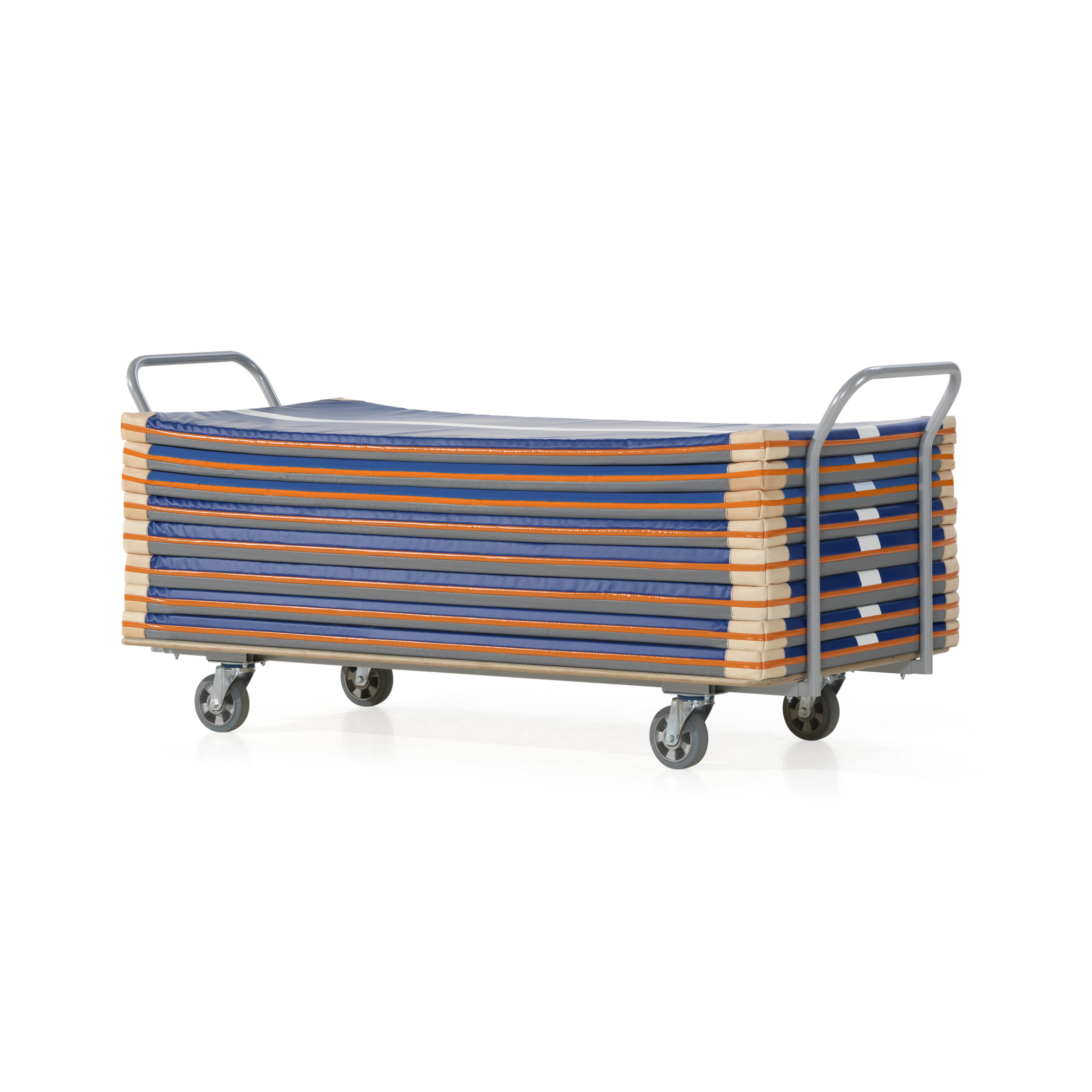 Horizontal mat trolley with 2 handles