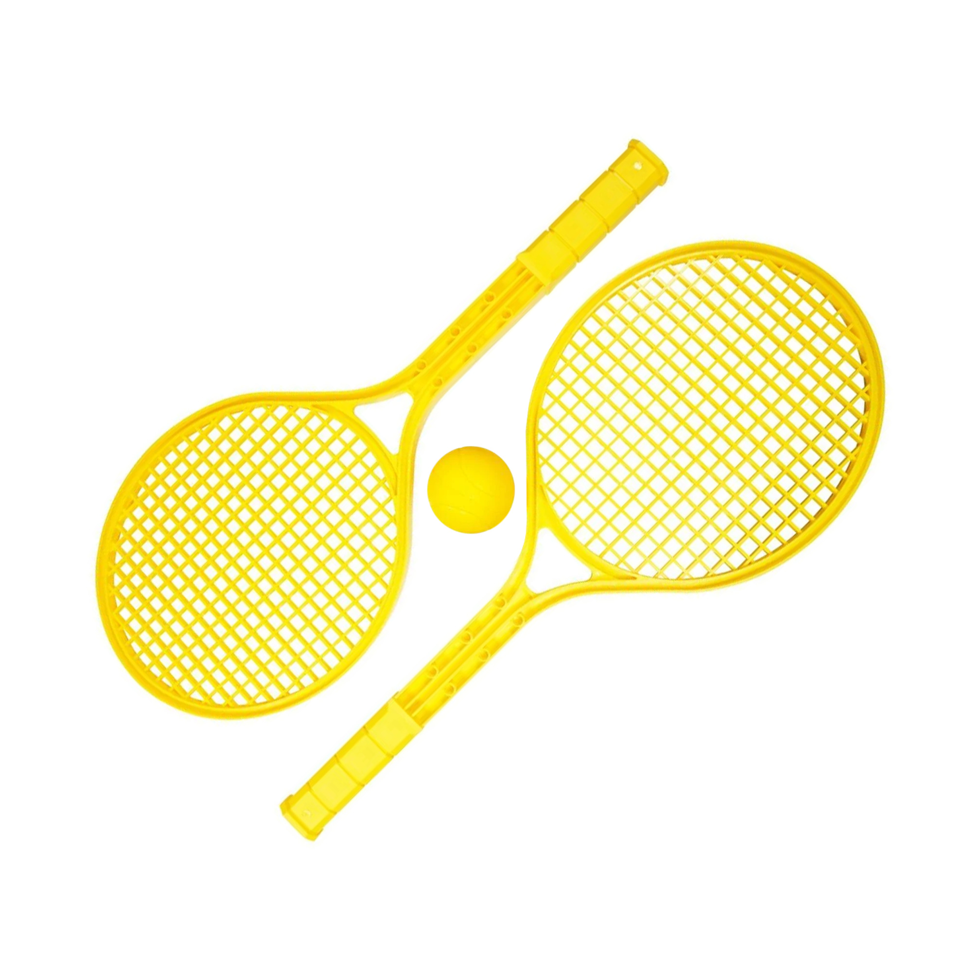 Gele plastic junior tennisset met schuimbal
