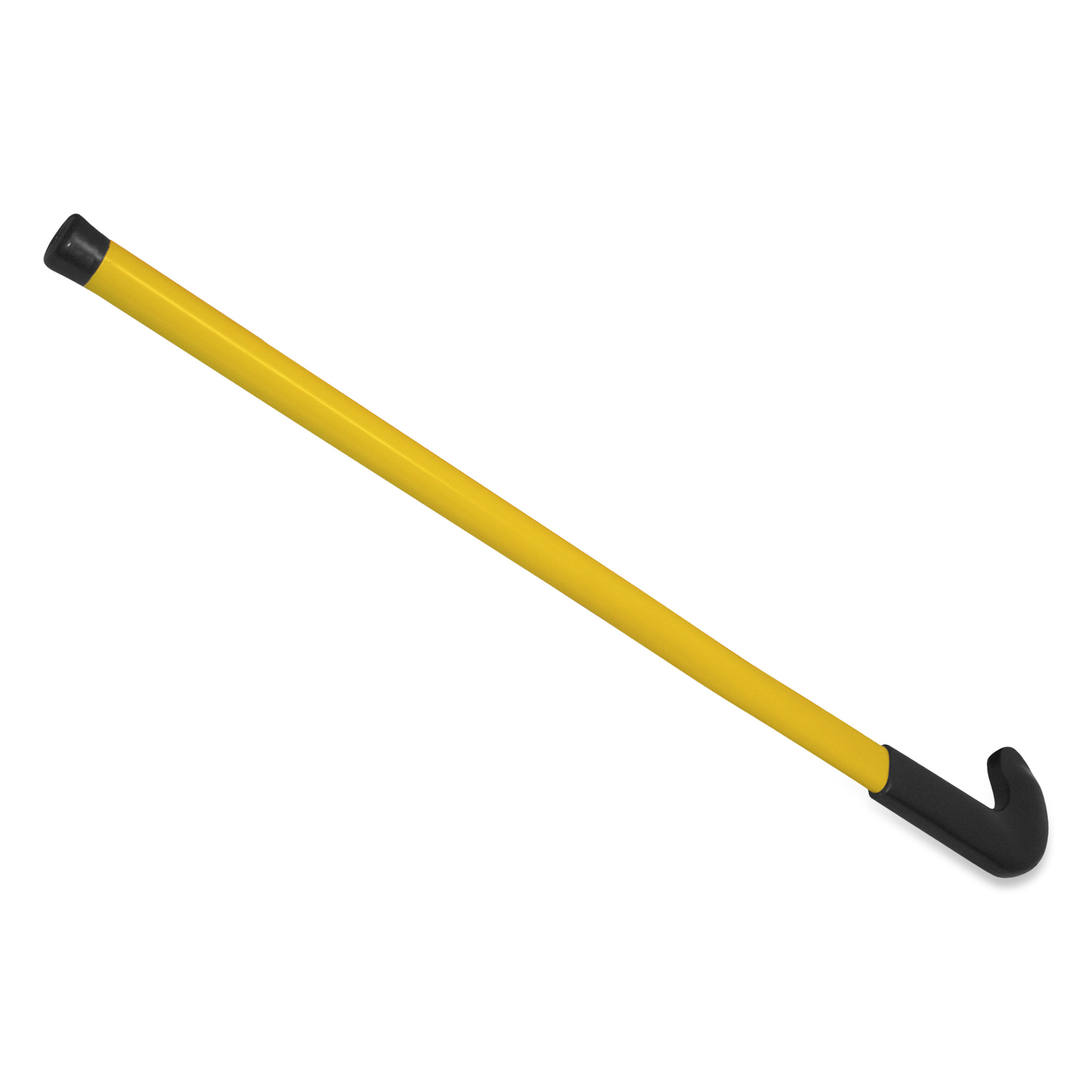 Plastic hockey stick with flat and convex side, yellow