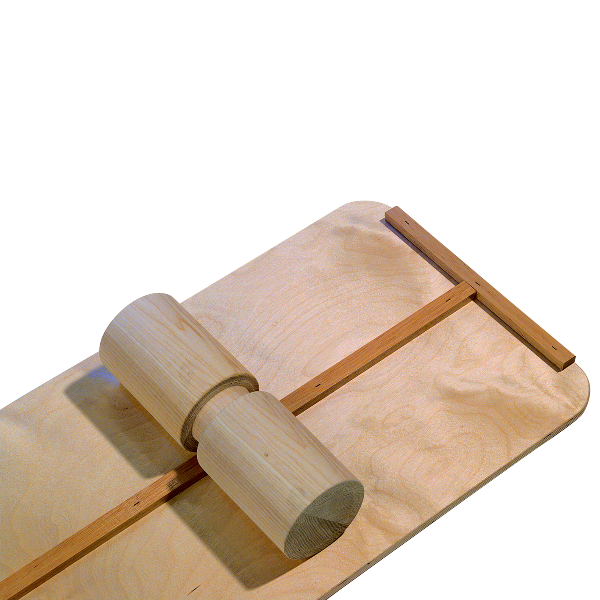 Houten balanceerplank met rol